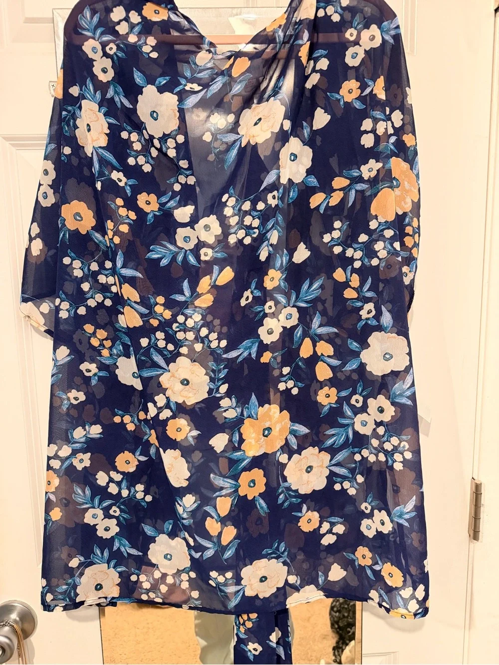 NWT LuLaRoe Navy Floral Sheer Drape Coverup. Size M